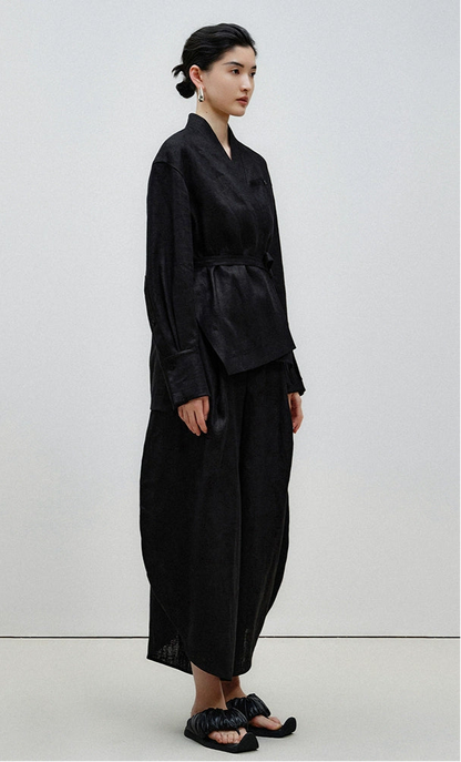 ZHUCHONGYUN cocoon shape with belted long pants--REKI.