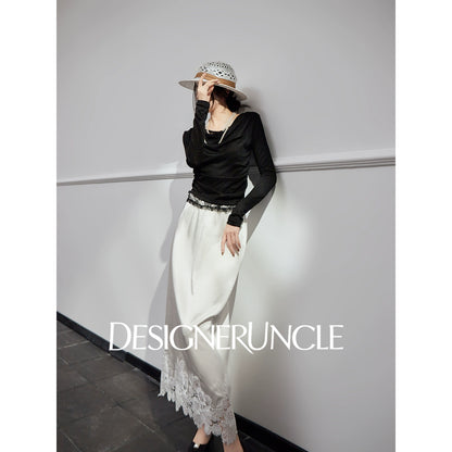 DGU new light luxury lace splicing embroidery niche slimming design elegant temperament - FLOW ?.