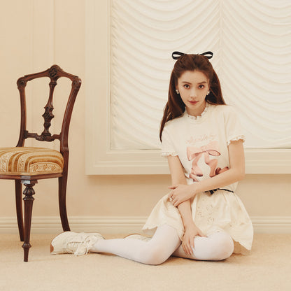 FAME bow short-sleeved T-shirt- VALERIE