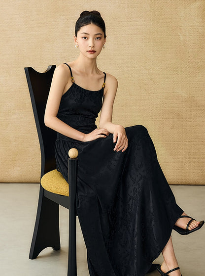 HECO Chinese Jacquard Halterneck Slip Dress  - KNO .