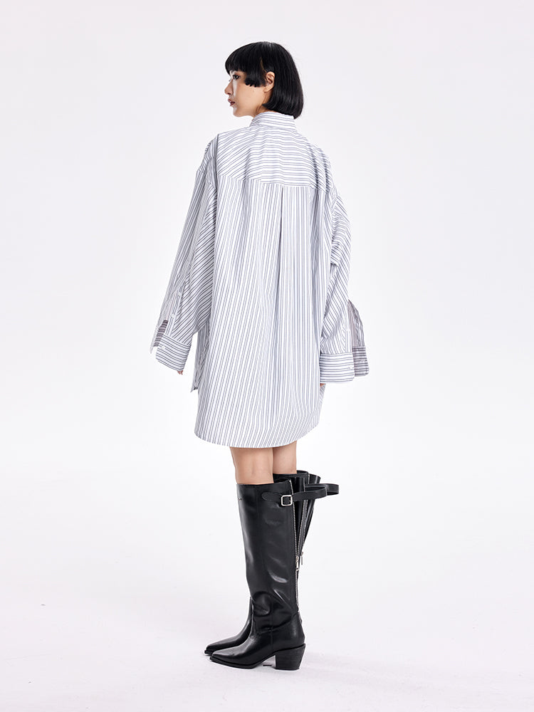 TINY IN three-dimensional shoulder back cape striped shirt-TAYA
