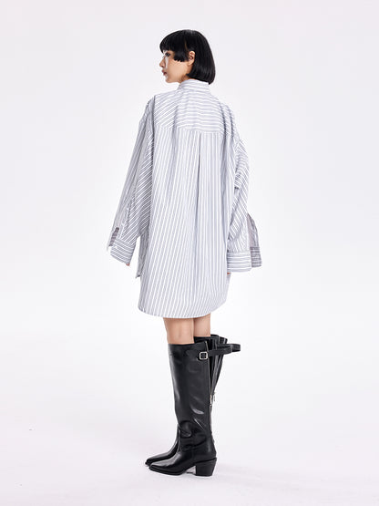TINY IN three-dimensional shoulder back cape striped shirt-TAYA