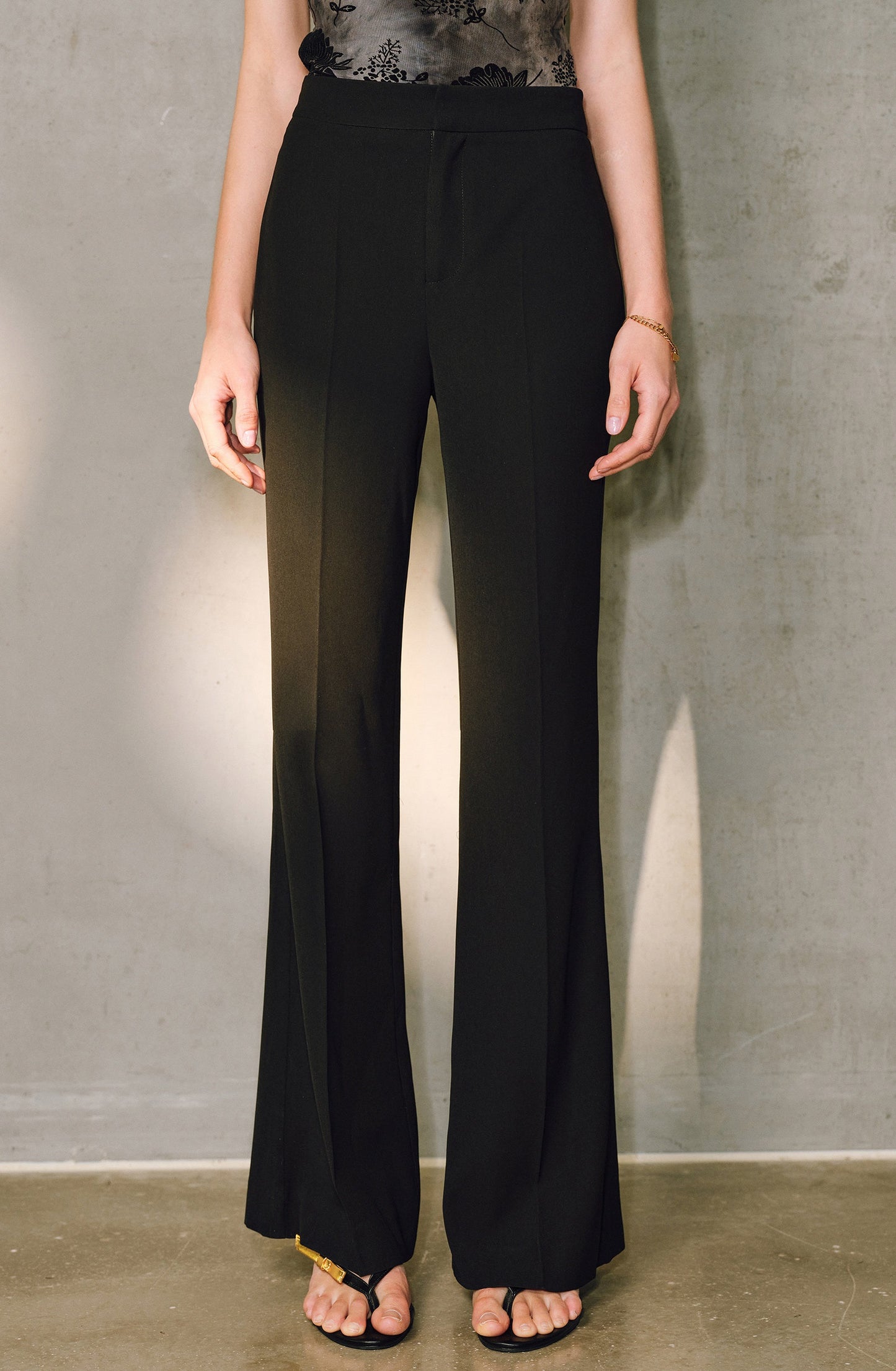 WANGXO | Flat Draped CE-Style Supermodel-Proportioned Retro Flared Pants -RUEI