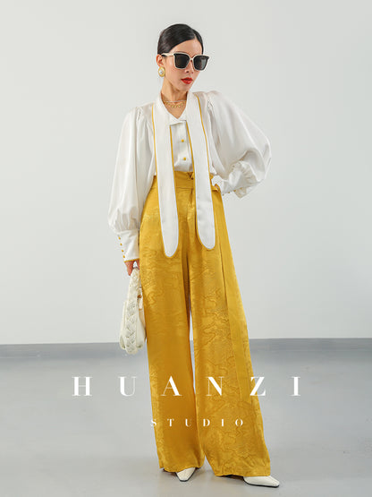 Huanzi Autumn vintage silhouette French balloon sleeves shirt - Cassandra