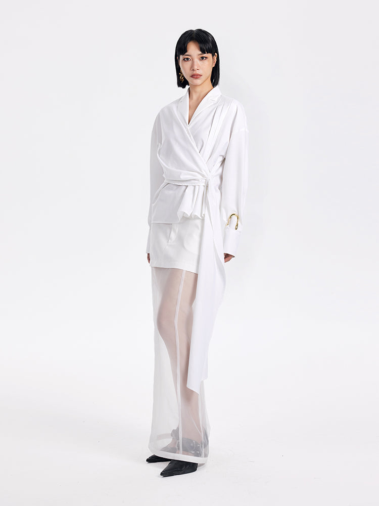 TINY IN mesh spliced two-piece long skirt -TOSHI