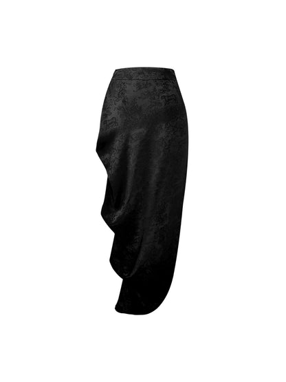 HECO Pleated Long Jacquard Slit Skirt - EAGLE.