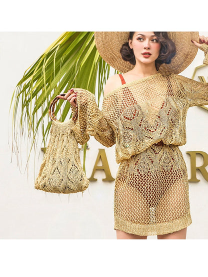 Le Palais Vintage Original Retro Gold Thread Sequins Sparkling Woven Bag-Clinton.