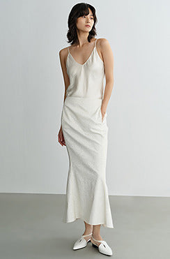 COMME MOI Lv Yan designer spring women's retro jacquard half-length fishtail dress - MARIA.