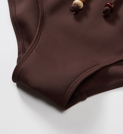 COMME MOI  sexy lace-up big backless one-piece swimsuit - ELINA.