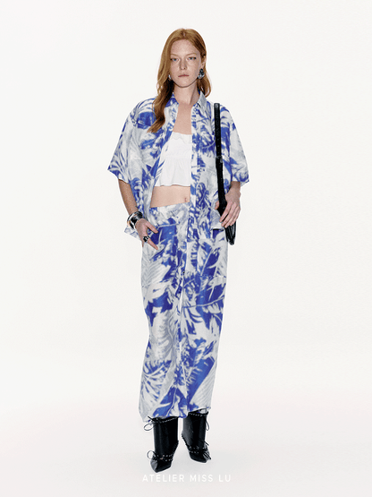 ATELIER MISS LU Printed Mulberry Silk And Linen-blend Top - LEVIIN.