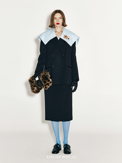 ATELIER MISS LU Double-breasted Vintage Sheep Wool Blazer - ALLEN.