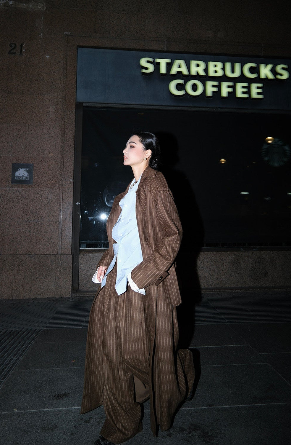 MEI SANGUAN Striped Double-Breasted Trench & Slacks Suit - ZAYDEN