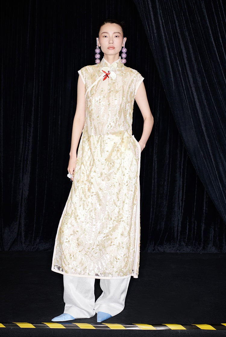 M essential Ma Kai designer brand Jinghui embroidered cheongsam long Dress - SANDRA.