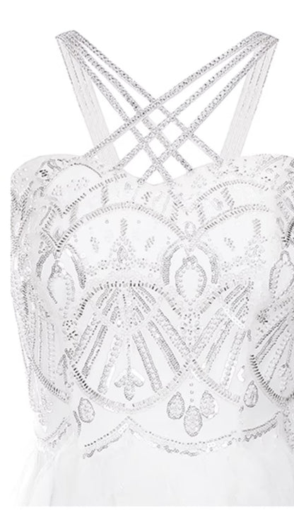 Wardrobes by Chen Luxury Whitebridal  Feather Slit Dinner Dress-Ammy