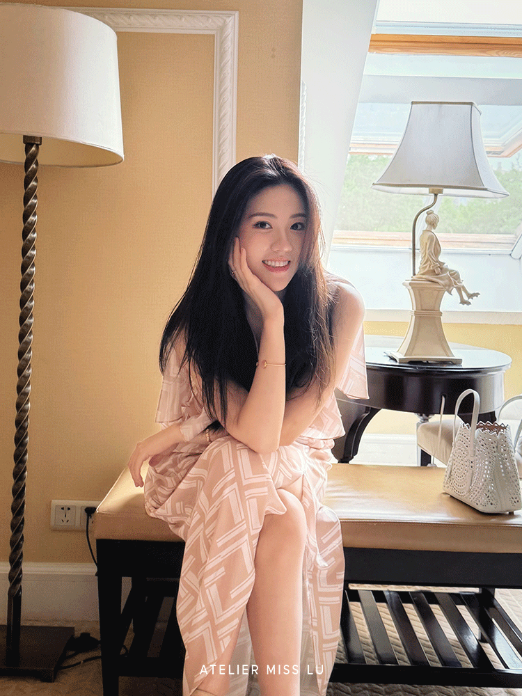 ATELIER MISS LU [Soft Mist Fairy] mulberry silk floating sleeve stand-up dress - TEST