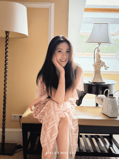 ATELIER MISS LU [Soft Mist Fairy] mulberry silk floating sleeve stand-up dress - TEST