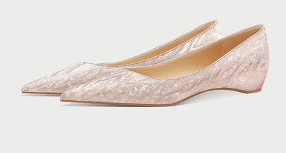PJJUU beautiful crystal champagne color flat shoes  - JUDE.
