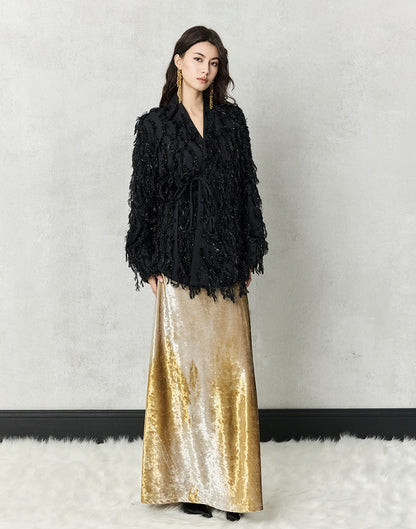 HECO Three-dimensional Tassel Fashion Top Shirt Women - flesh.