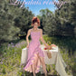 Le Palais Vintage French vintage asymmetrical wavy drape chiffon maxi dress - Marta