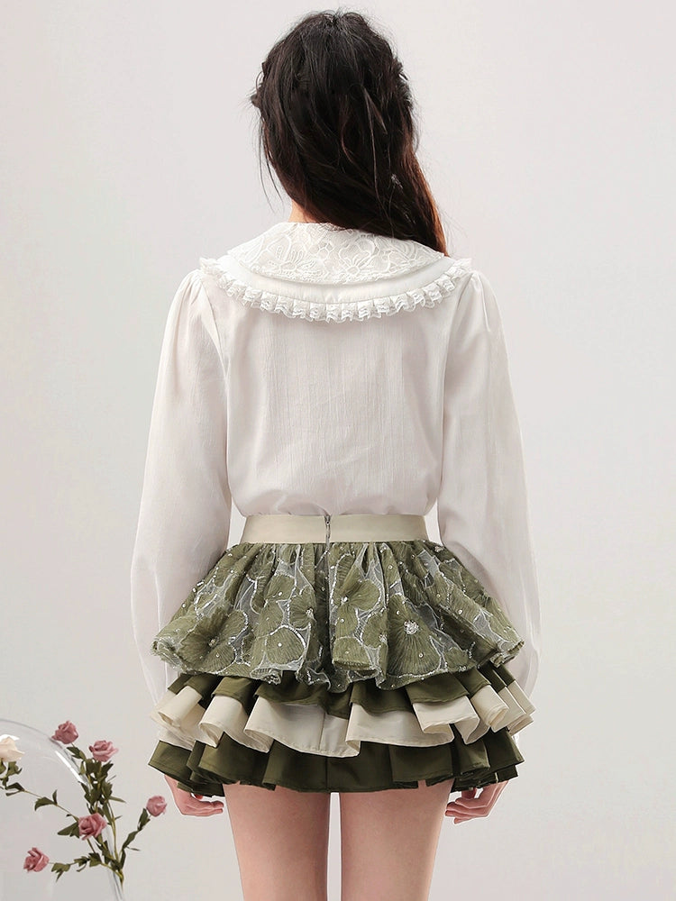 CHECOCRE Chic  Three-dimensional Mesh High-waisted Puffy Skirt - AUDIENCE