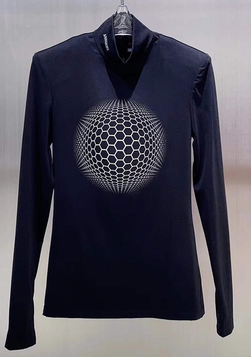 ANNAKIKI black space geometric print long sleeve top-RIMURU.