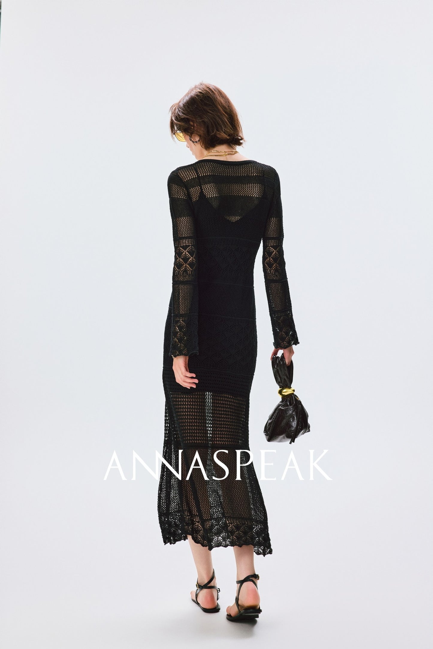 ANNASPEAK Fringe Lace-up Slim Knit Dress- CHACHA.