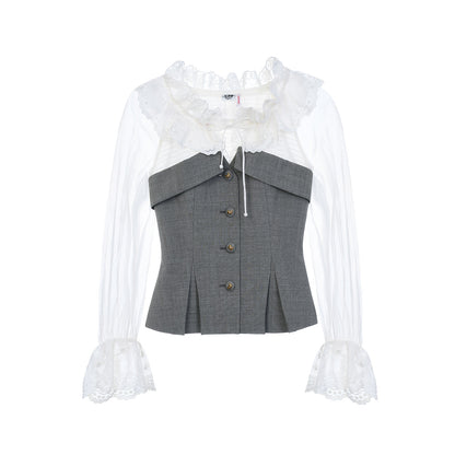FAME Rococo ruffle embroidery patchwork top - HENRY.