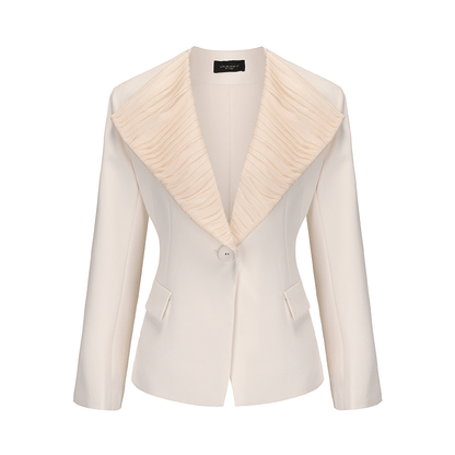 ATELIER MISS LU Textured Tulle Patchwork Waist Blazer - SERMON.