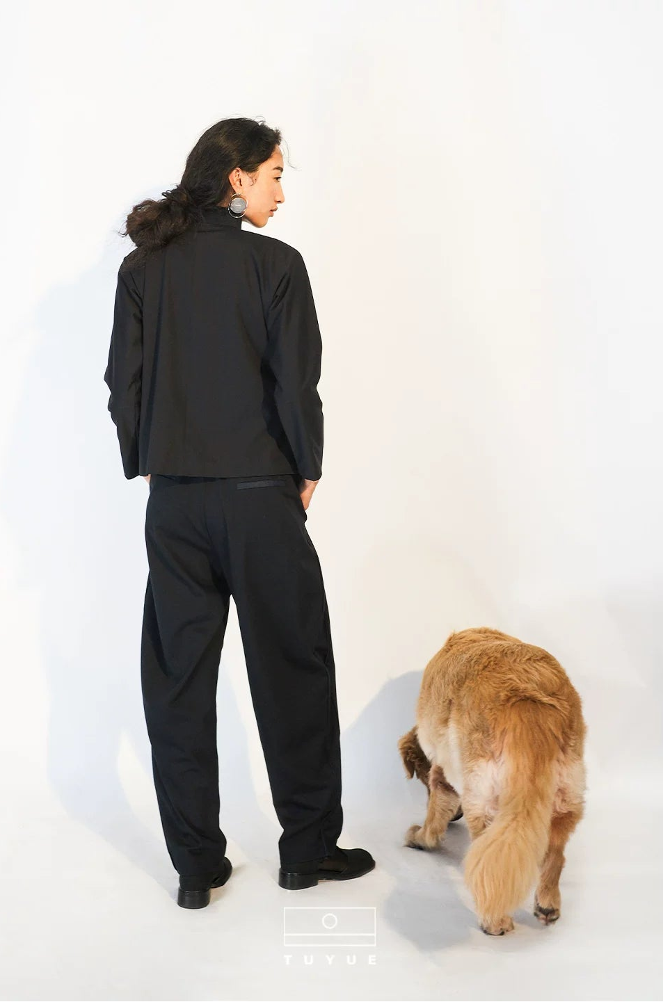 TUYUE stand-up collar ancient cut slim corsage decoration cropped autumn and winter top- LENA