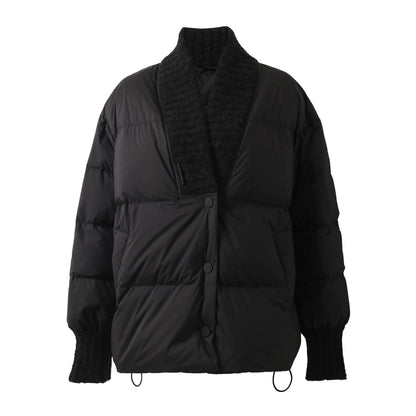 ZHUCHONGYUN black ribbed collar short puffer jacket-FULLBUSTER.