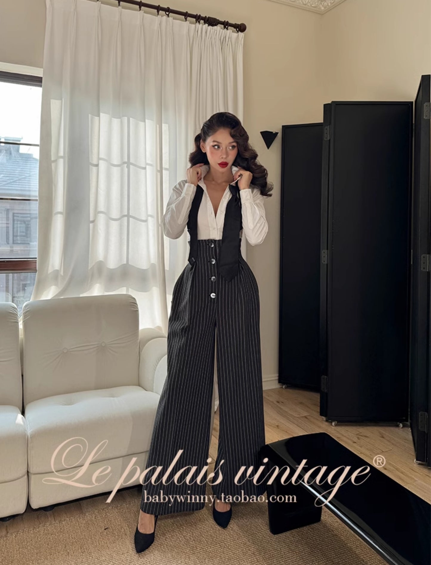 Le Palais Vintage Original languid sexy off-the-shoulder slim white shirt-BEA.