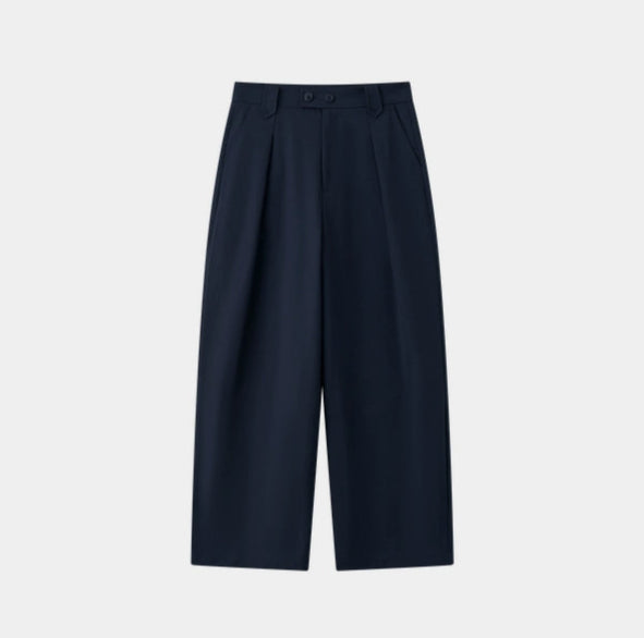 SUSHE eight-point straight banana relaxed wide-leg pants-KATY