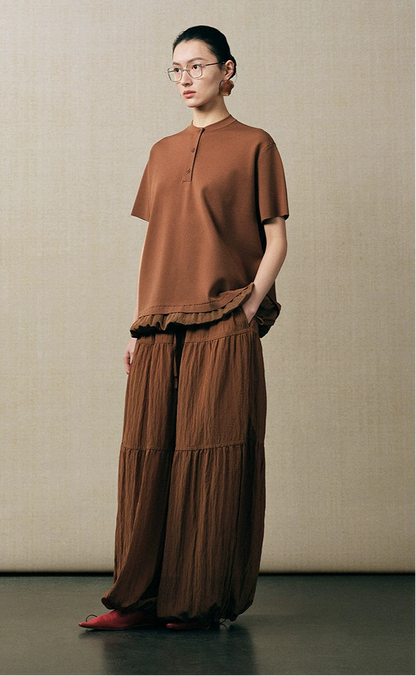 ZHUCHONGYUN crew collar short sleeves and loose pant outfit set-ECHO.