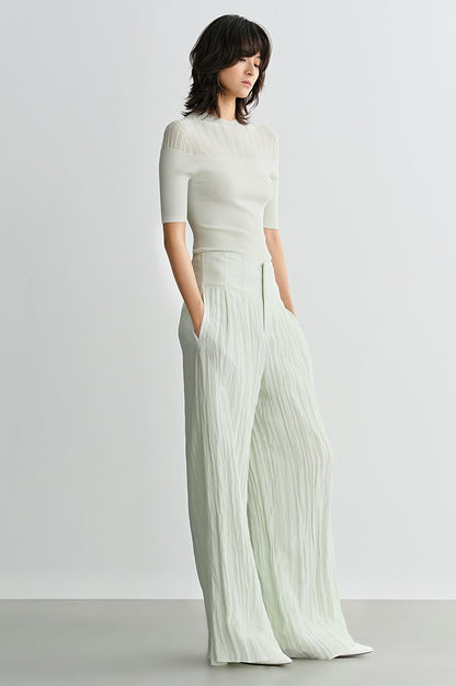 COMME MOI high-waisted pressed pleated wide-leg pant - TOBIAS.