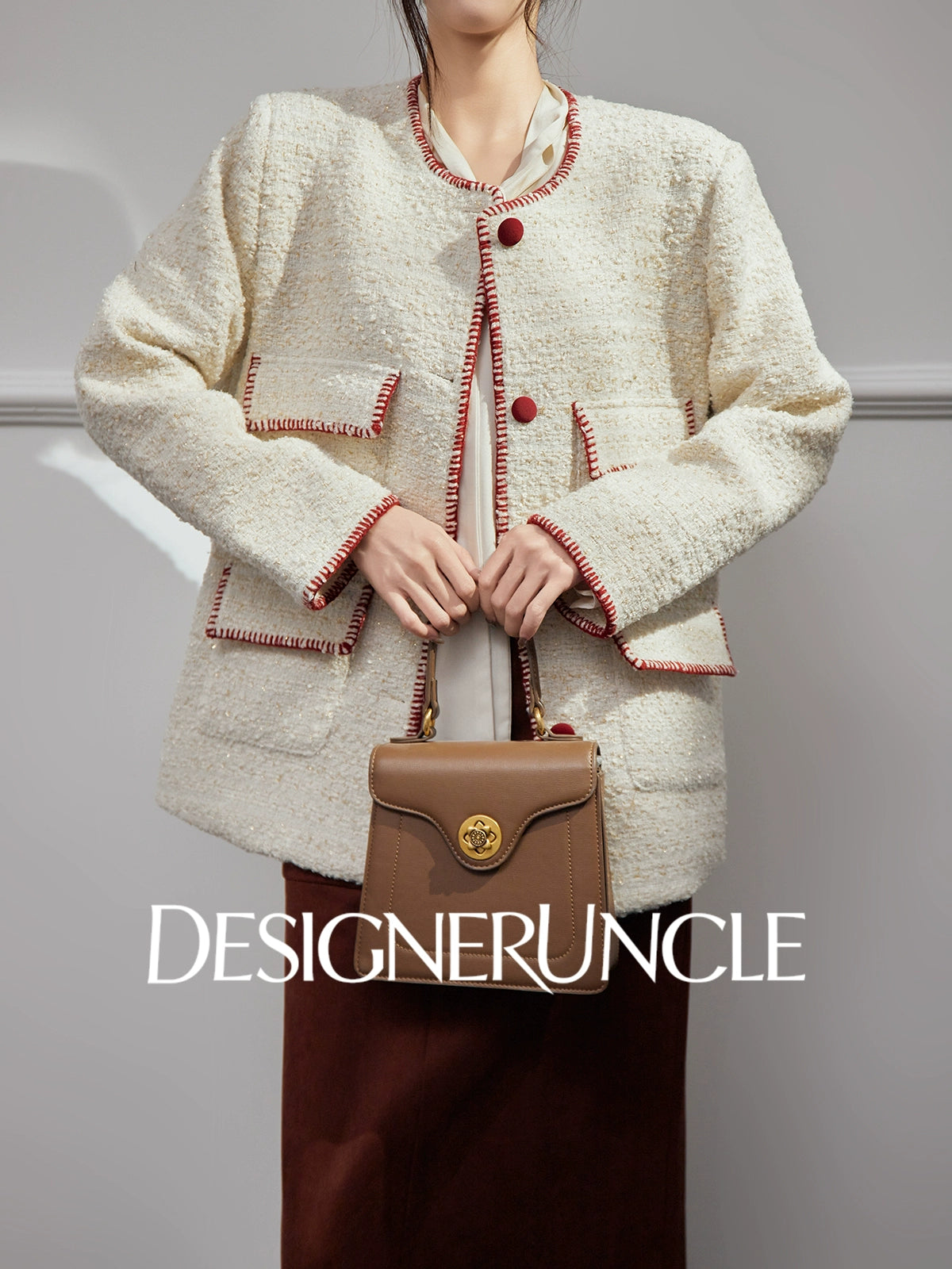 DGU|Off-white woolen jacket fragrance design jacket retro cropped top - SUDDEN.