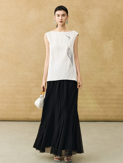 HECO Chinese style crane print top - LIVES.