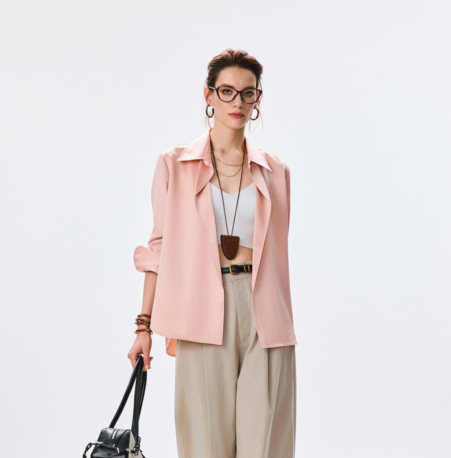 ANNASPEAK  lapel pink shirt-FLIN.