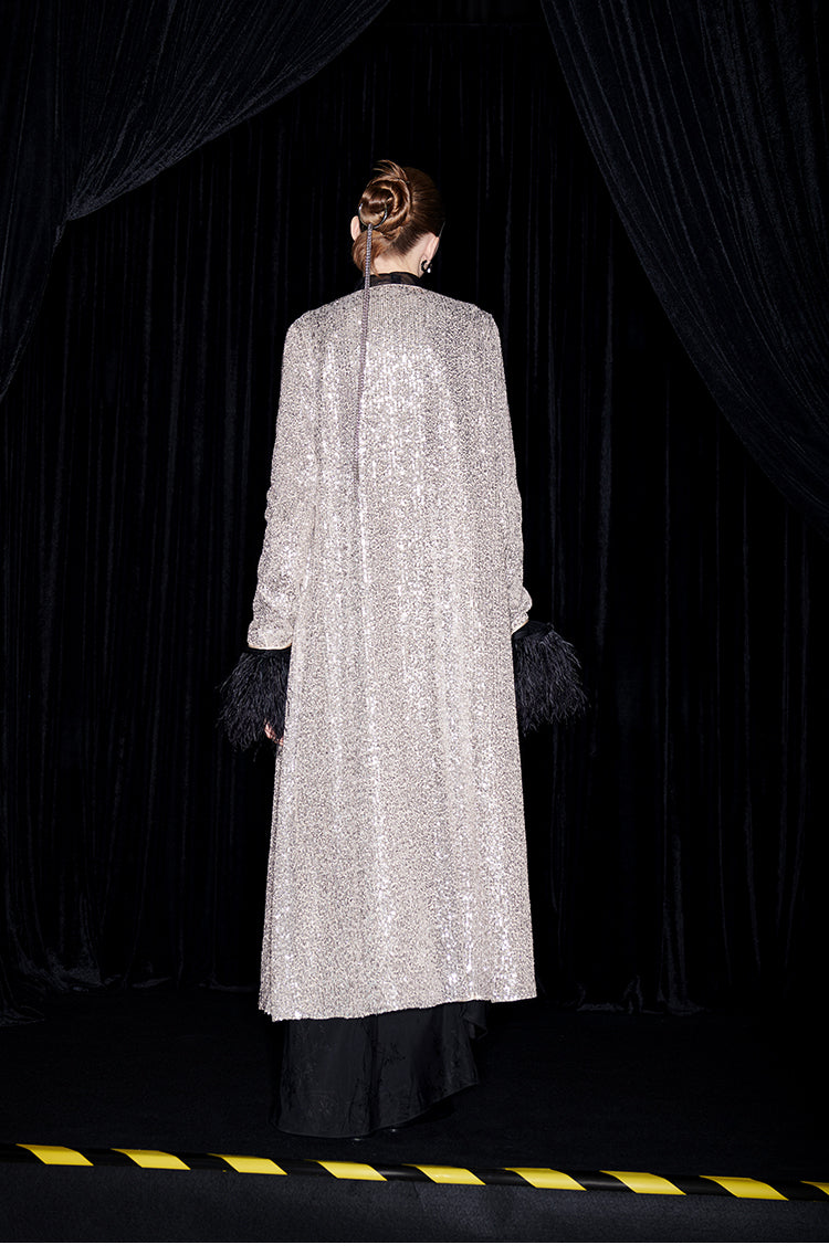 M essential Mackay designer shimmers pavé embroidered coat   - mother.