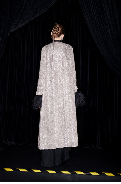 M essential Mackay designer shimmers pavé embroidered coat   - mother.