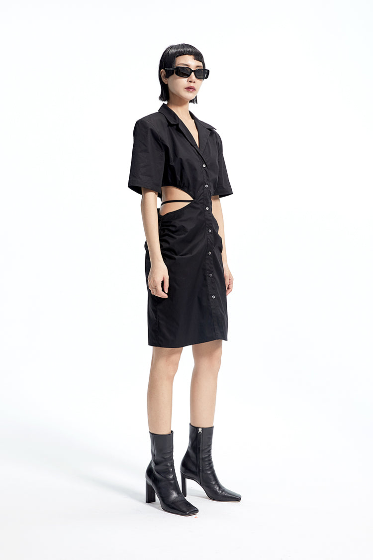 TINY IN shirt padded shoulder waist dress-CHIZZY