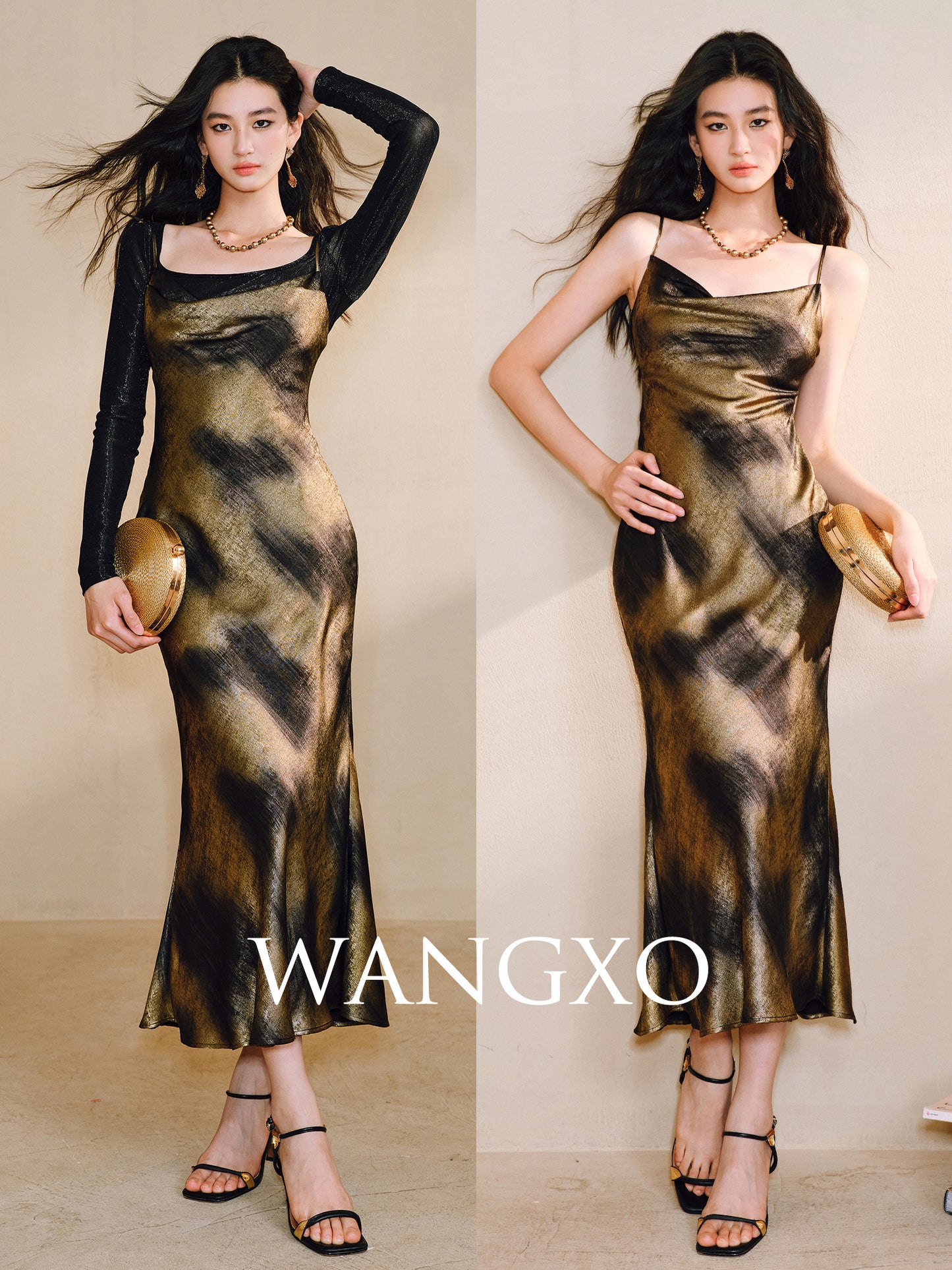 WANGXO Satin Reverie U-Neck Top & Slip Sundress Set - LUMEN.