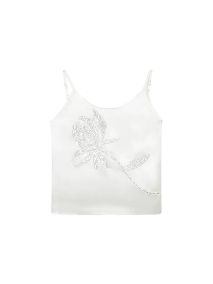 HECO 100% acetate rose embroidered black white camisole - faith.