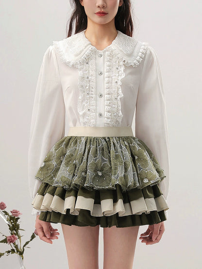 CHECOCRE Chic  Three-dimensional Mesh High-waisted Puffy Skirt - AUDIENCE