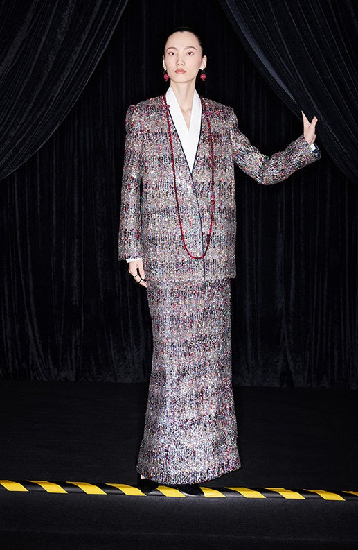 M essential Ma Kai designer Yao Ye embroidered deep V-neck straight suit - FAY.