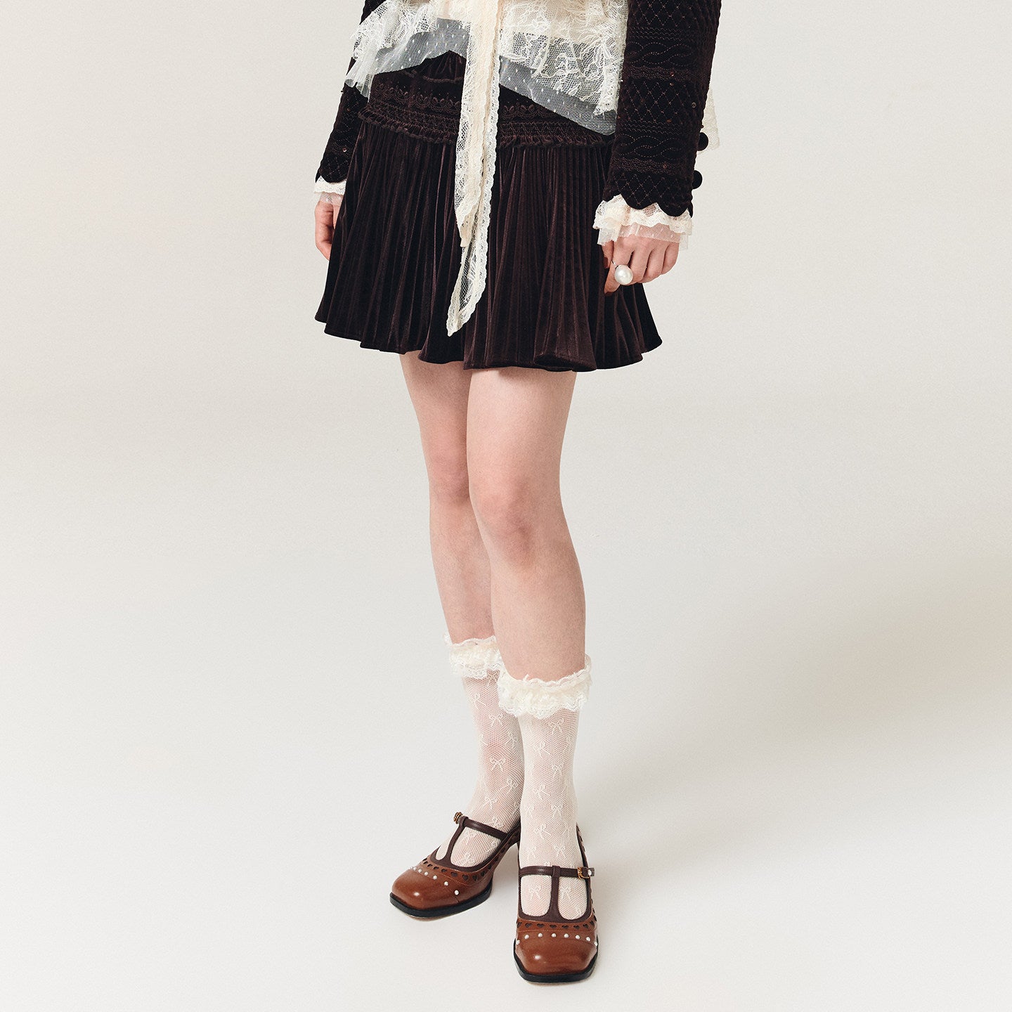 FAME A-shaped silhouette embroidered pleated skirt - LUCAS