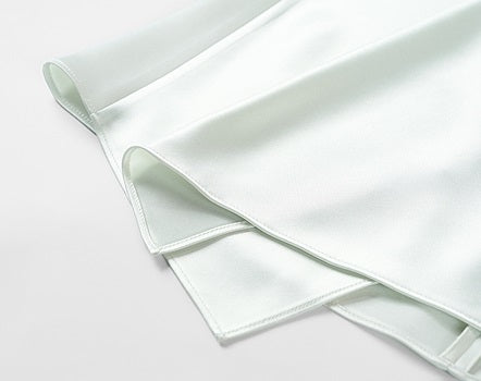 COMME MOI Oblique Shoulder Cutout Acetate Cap Sleeve Green Shirt - SUN.