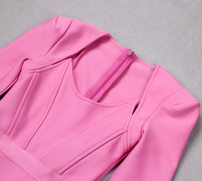 DOLLY Luxury Retro Style Square Collar Long Sleeve Slim Fit Dinner Dress-CAHTIE