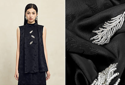 HECO Handmade Beaded Acetate Jacquard Sleeveless Top Women - KING