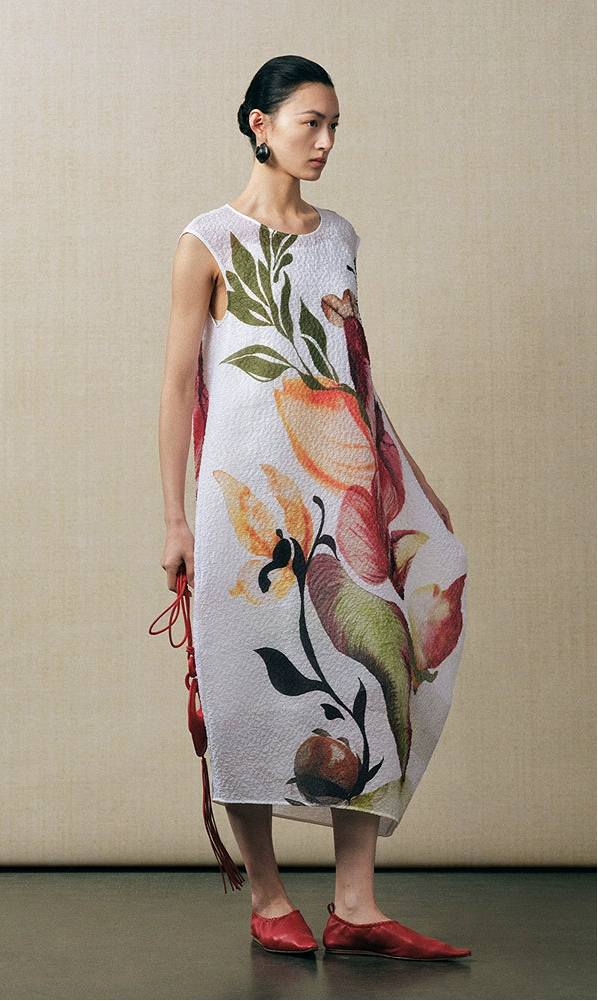 ZHUCHONGYUN2025 silk print floral long dress-KOKO.