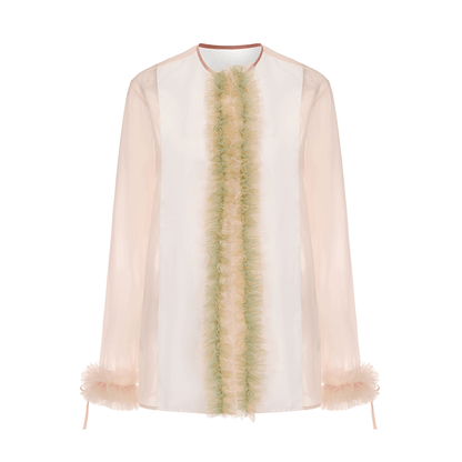 ATELIER MISS LU Tulle Latiered Panelled Long-Sleeved Top - BAILEY